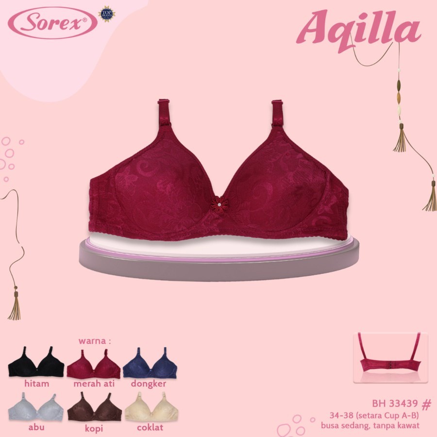 ORIGINAL BRA FASHION MOTIF CANTIK SOREX KAIT 2 BUSA TIPIS TANPA KAWAT 18202 18191 17079 17097 33449 18206 18217