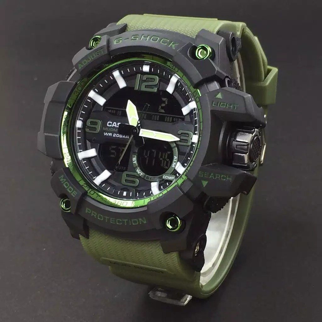JAM TANGAN CASIO G SHOCK GG 1000 DIGITAL HIJAU ARMY