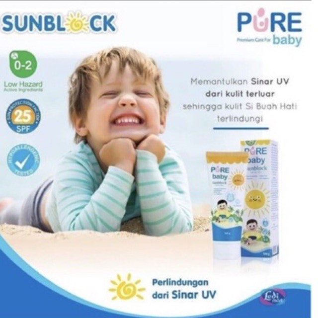 Pure Baby Sunblock Sun Blok Sunscreen SPF25 100gr - Krim Pelindung Sinar UV Matahari