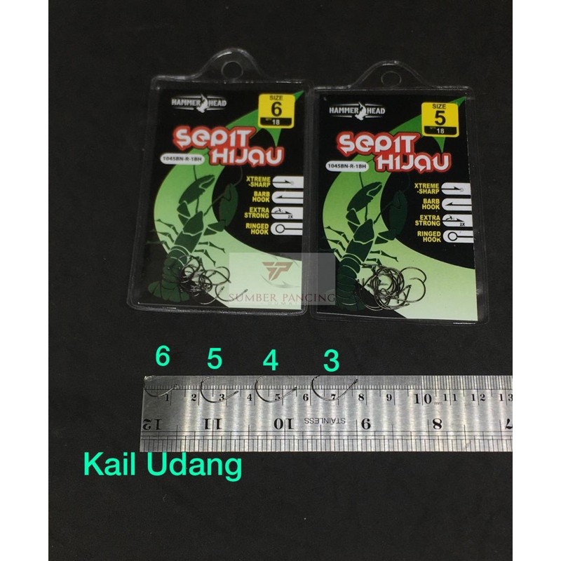 Kail pancing Udang Sepit HIJAU hammerhead/mata pancing udang