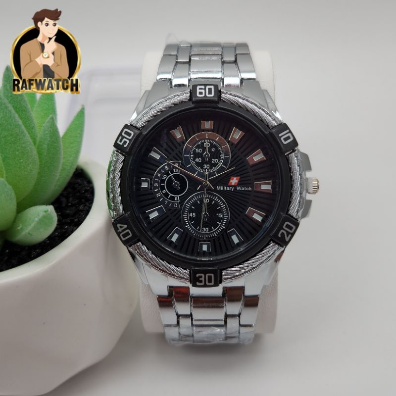 Terbaru Jam Tangan Rantai Pria Casual Sporty Rantai Hitam Putih Rosegold