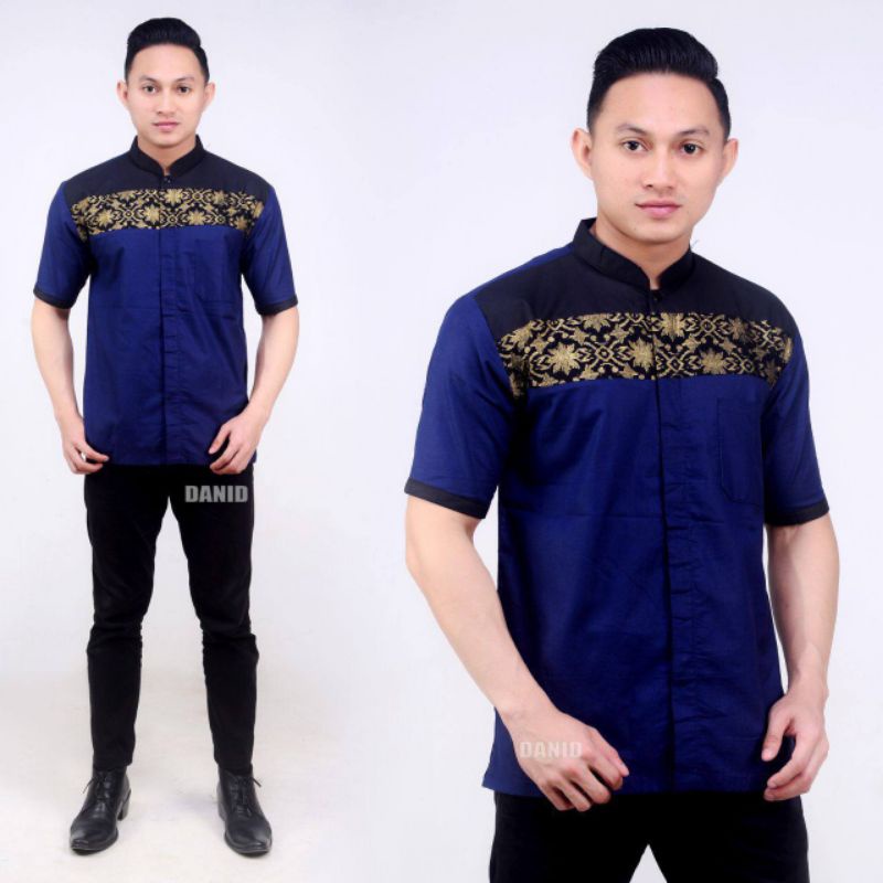 Koko Bordir Kombinasi Batik Lengan Pendek Terlaris Size M, L, XL ( ORIGINAL )