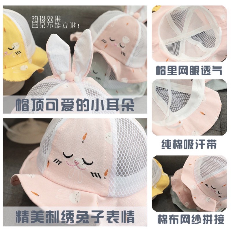 Topi Bucket Anak Bayi Telinga Bentuk Rabbit Carrot Ruffle