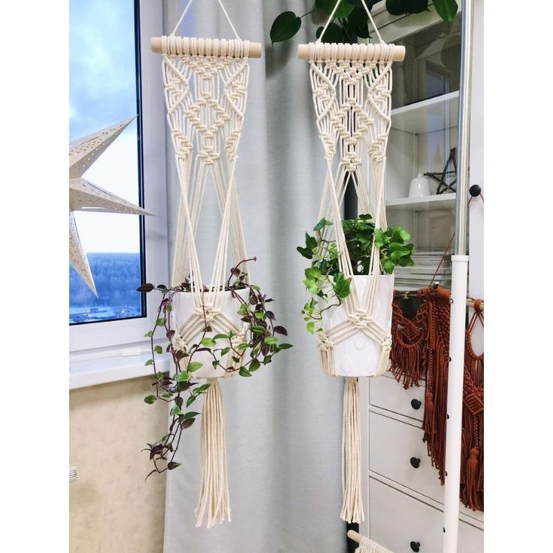 Macrame pot gantung dekorasi taman hiasan dinding