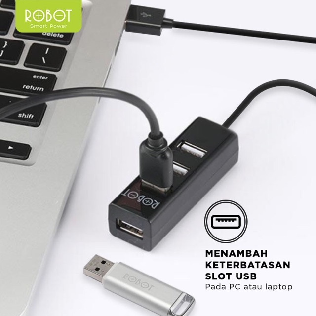 ROBOT USB HUB (Panjang Kabel 80CM / 30CM) - Garansi Resmi 1 Tahun - H140-80/H140-30