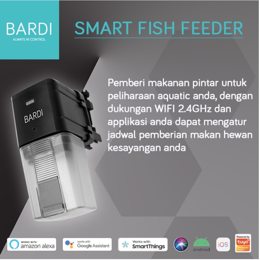 BARDI Wi-Fi Smart Fish Feeder - Black IoT Home Automation