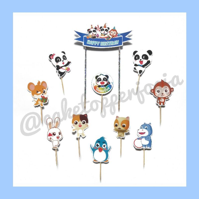 Cake Topper Karakter Babybus (Full Set) / Hiasan kue tema Babybus