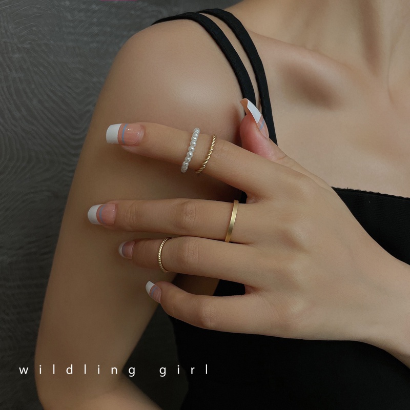 Pearl Set Ring Accessories Korea Fashion Personality Simple Temperament