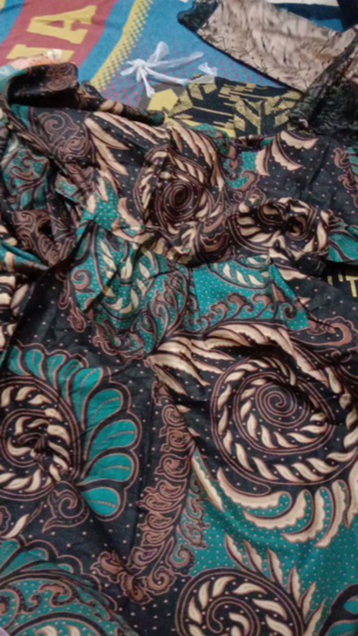 Maura Couple - Sania Ruffle Batik Couple Puser Hijau Ori Bbc