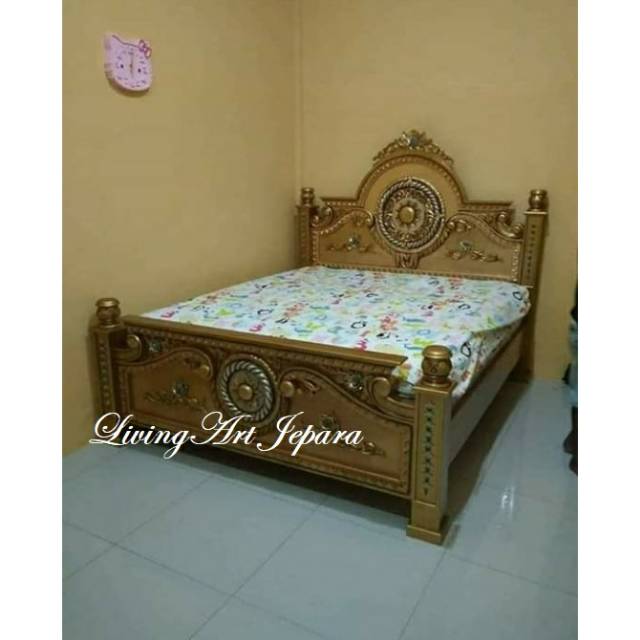 Dipan jati ukir || dipan emas dipan 160x200