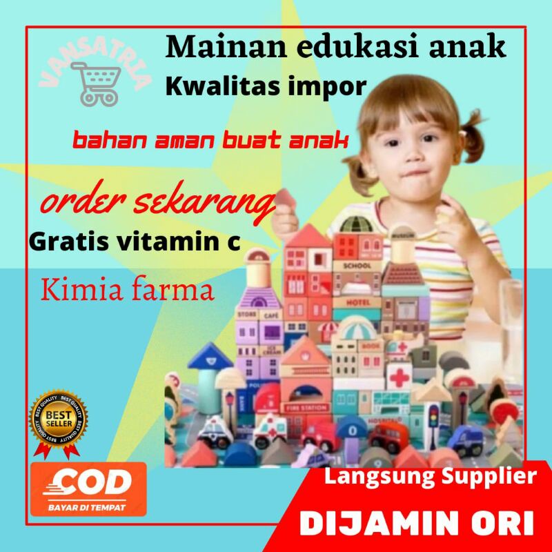 Mainan Edukasi Anak Puzzle Balok Building Block Kayu Susun Kado Ulang Tahun Anak 115 Magic Color Cit