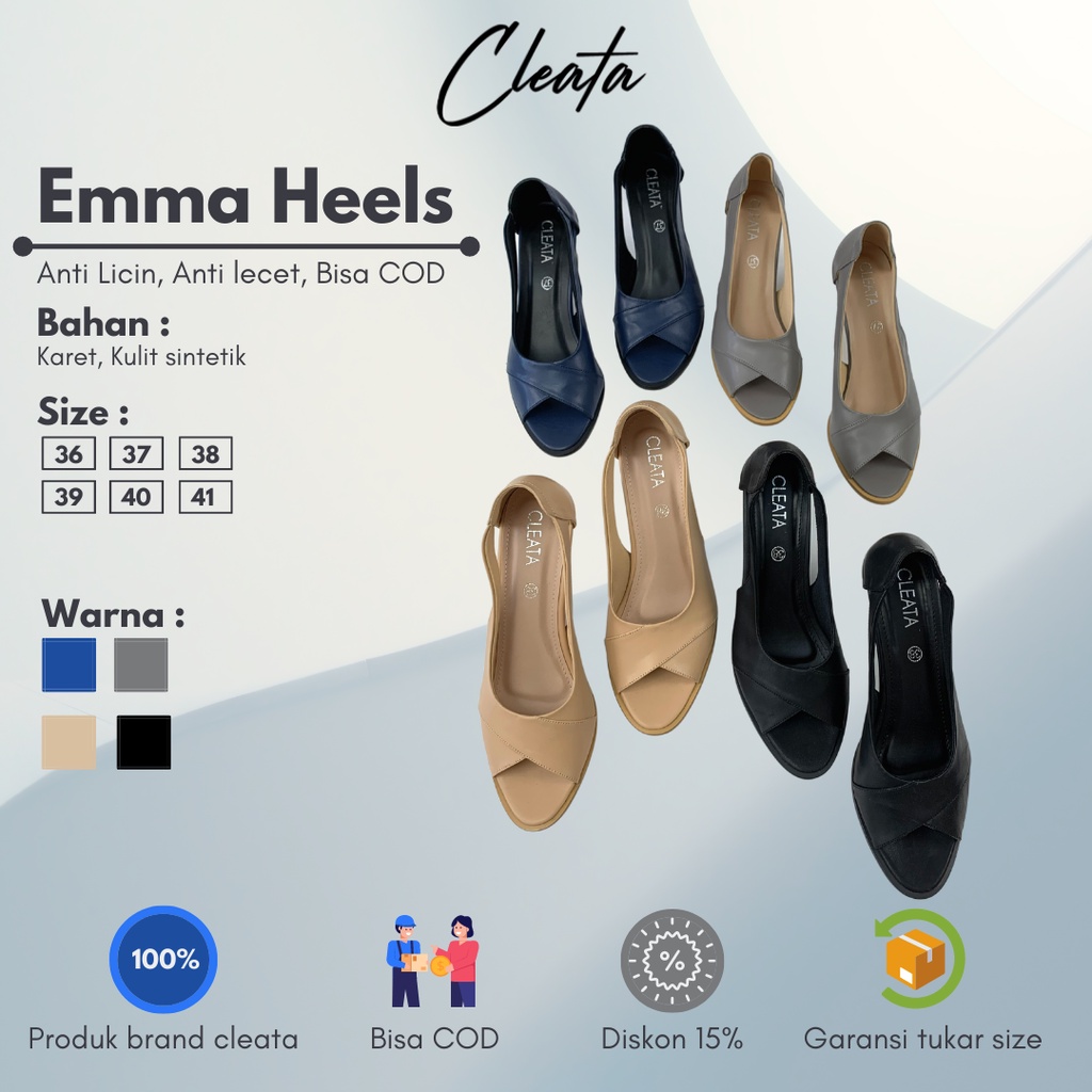 Emma Heels 5cm Sepatu Wanita nyaman dipakai bisa cod bayar ditempat