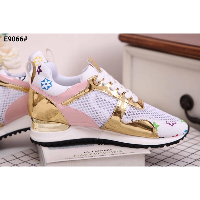 Lv Louis Vuitton Run Away With Iconic Multy Colour Canvas Women's Sneakers Shoes Kode E9066#