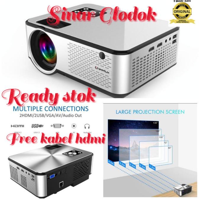 PROYEKTOR LED CHERLUX C9 PORTABLE 2800 LUMENS ADA TV TUNER MANTAP Termurah