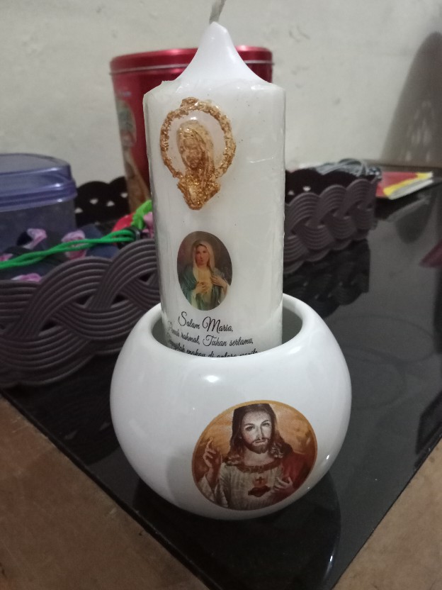 Lilin Silinder Doa Salam Maria ( Uk. 13,5 X 4cm )