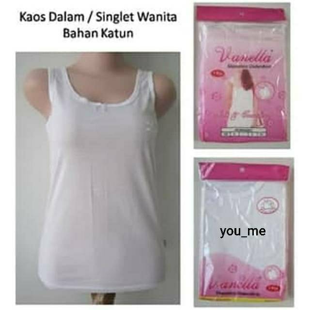 kaos dalam wanita /singlet wanita merek vanela putih M L XL XXL