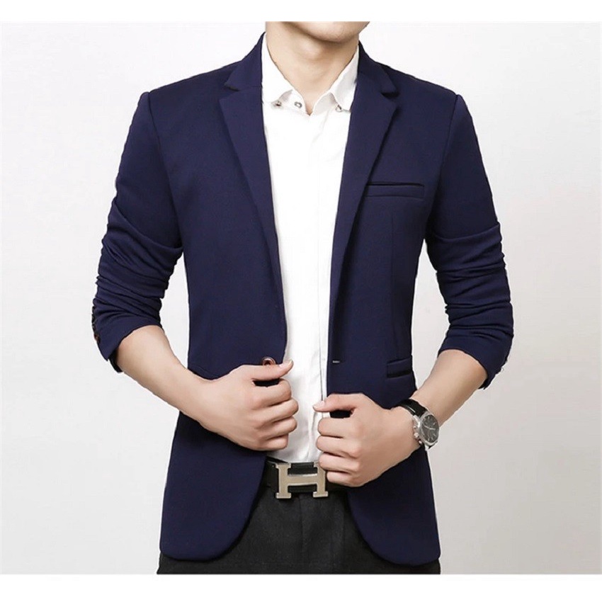 STUART NAVY BLAZER SLIMFIT PRIA KANCING 1 NIKAYU HIGH TWIST PREMIUM ORIGINAL S,M,L,XL EXCLUSIVE TERBARU