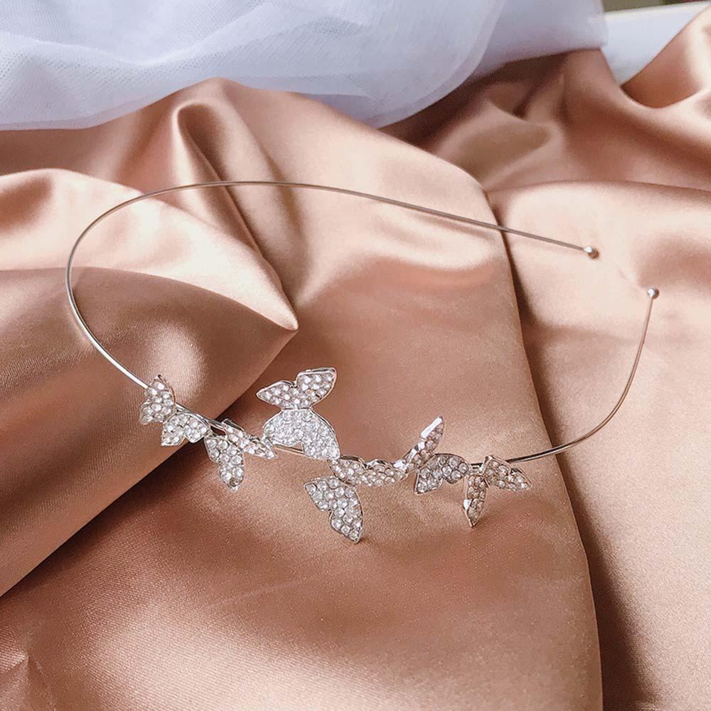 AUGUSTINA Aksesoris Rambut Kupu-Kupu Temperamen Korea Berlian Imitasi Kristal Rambut Hoop