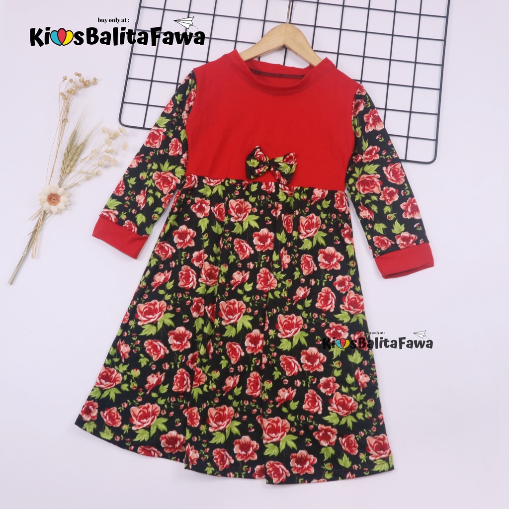 Gamis Eliza Uk 3-4 Tahun / Dres Cewek Gamis Muslimah Motif Tunik Baju Anak Perempuan Lengan Panjang