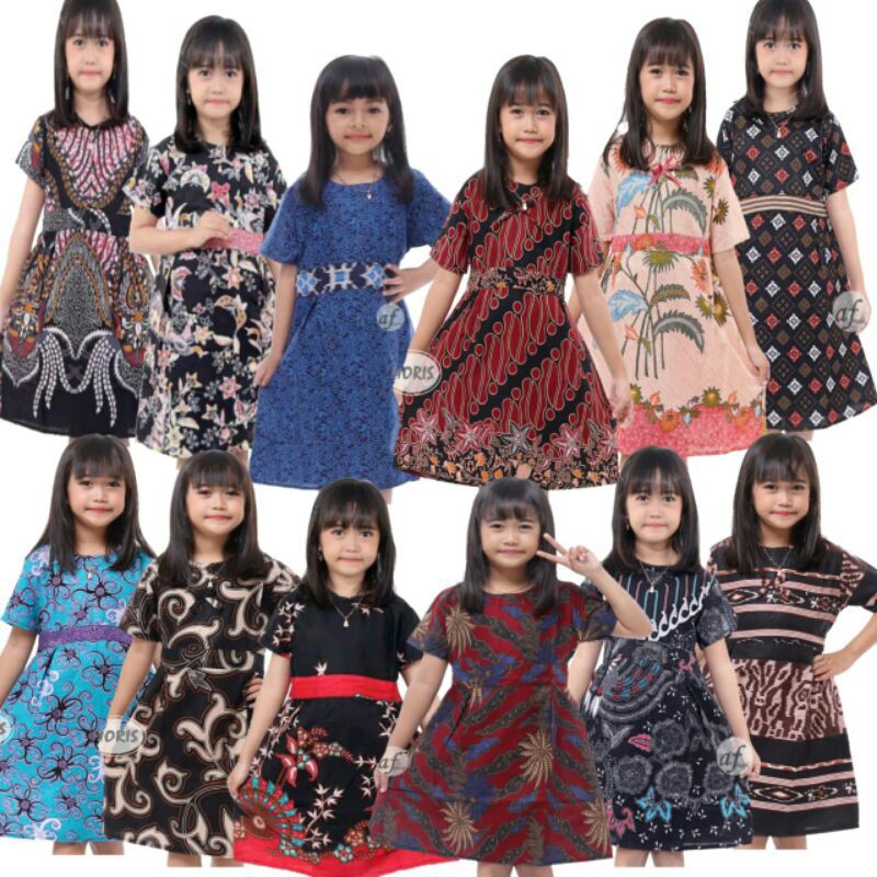 Dress batik Anak usia 2 sampai 10 Tahun - Motif batik bervariasi - batik Anak Harga ecer bisa COD