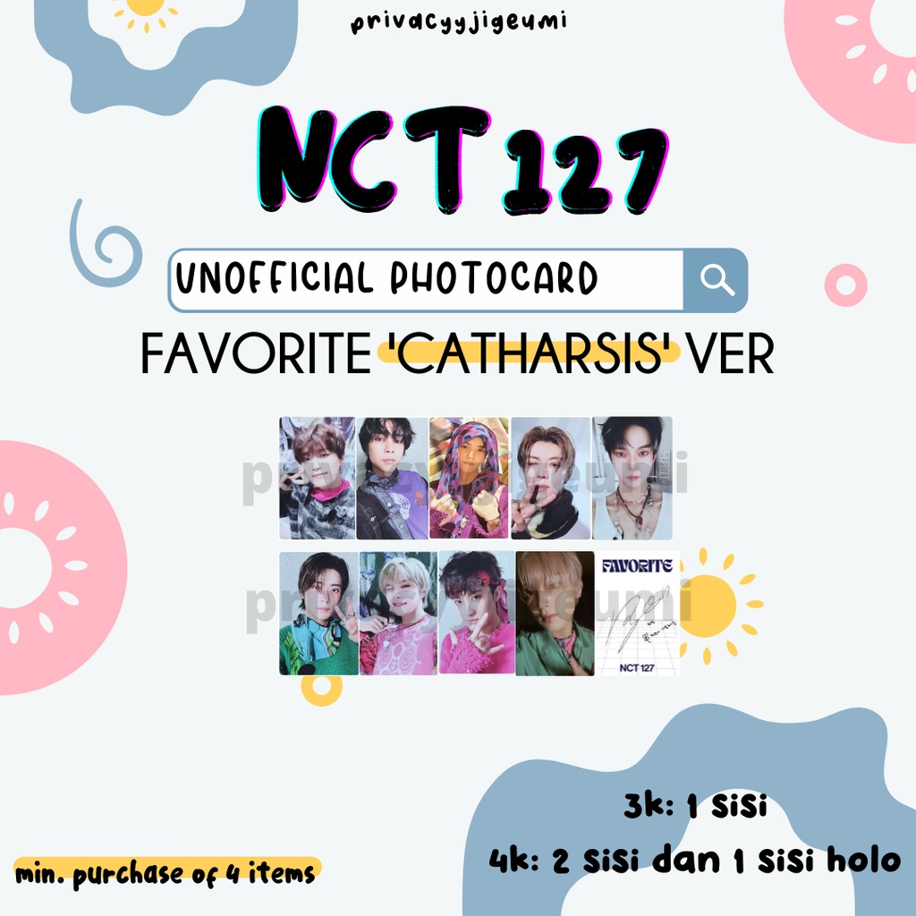 [READY] PHOTOCARD PC UNOFFICIAL NCT 127 FAVORITE "CATHARSIS VER" TAEIL JOHNNY TAEYONG YUTA DOYOUNG J