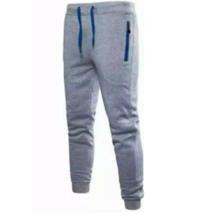 Atjin-Celana Joger Training Olahraga Trackpants Pria Bahan Baby Terry Lembut Model Risleting Warna