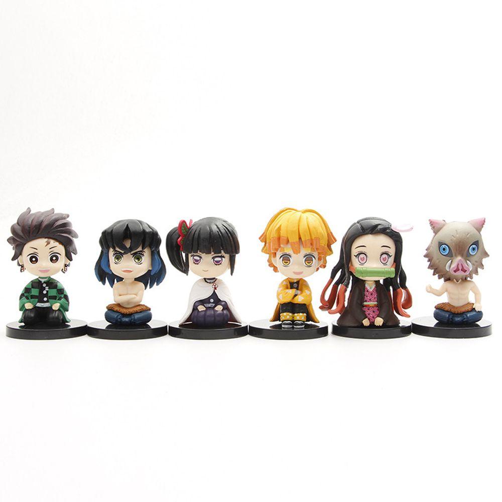 Lanfy Demon Slayer Action Figure Mainan Kawaii Dekorasi Moldel Ornamen Kartun Anak Hadiah Anime Figure