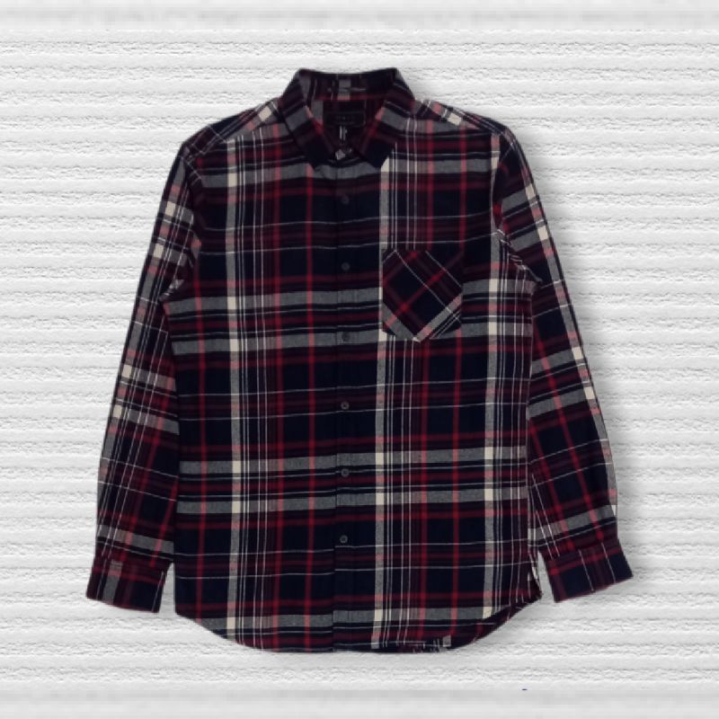 baju kemeja flanel 21 Men hitam merah putih