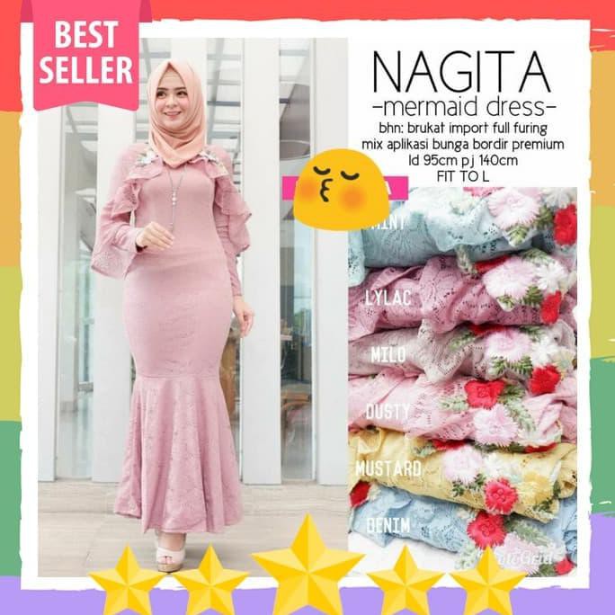 DRESS PESTA NAGITA MERMAID / MAXI LONG DRESS BRUKAT NAGITA