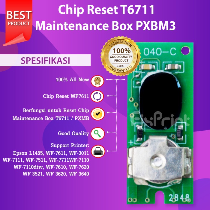 Chip Reset Maintenance Box Original T6711 PXBM3 Reset Waste Tank Printer L1455 WF7611 WF7711 WF3521