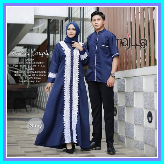 Couple Batik Dress Gamis Nealam Mix Tile Black | Gamis Keluarga Terbaru 2022 Lebaran Kirana Couple /