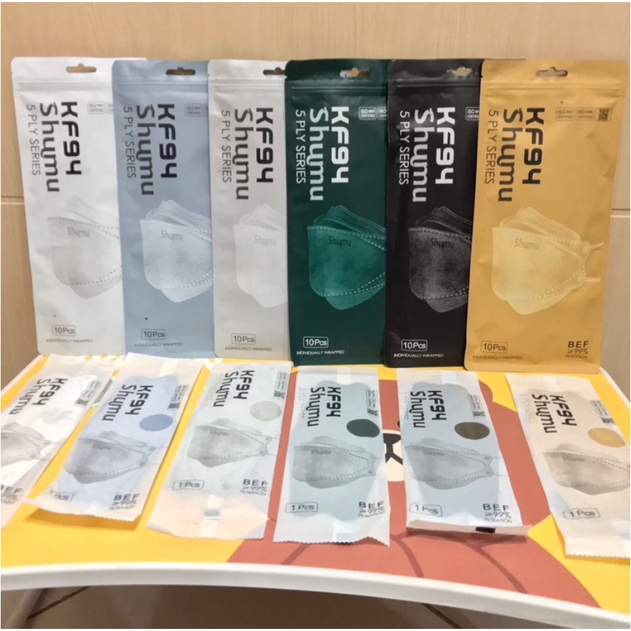 PREMIUM MASKER SHUMU KF94 5PLY ISI 10 PC LIMITED / ORIGINAL MASKER SHUMU PRO KF94 WARNA WARNI KEMASAN SINGLE PACK / MASKER 5 LAPIS DENGAN IZIN KEMENKES MURAH / SHUMU KF94 PRO