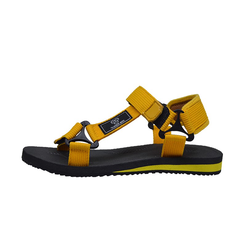 THREE BOX - Sandal Gunung Tali Massive Wanita BlackYellow Traveling Hiking Outdoor Medium Jumbo ORIGINAL