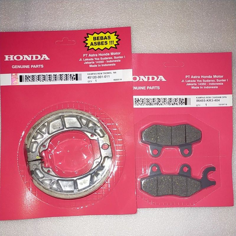 PAKET KAMPAS REM DEPAN& BELAKANGAN SUPRA X,SUPRA FIT,