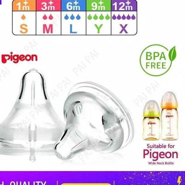 Garansi Aman... dot Anti Colic Nipple wide neck ukuran M, L, LL, LLL (3L), X Cut (pigeon, sweety, lu