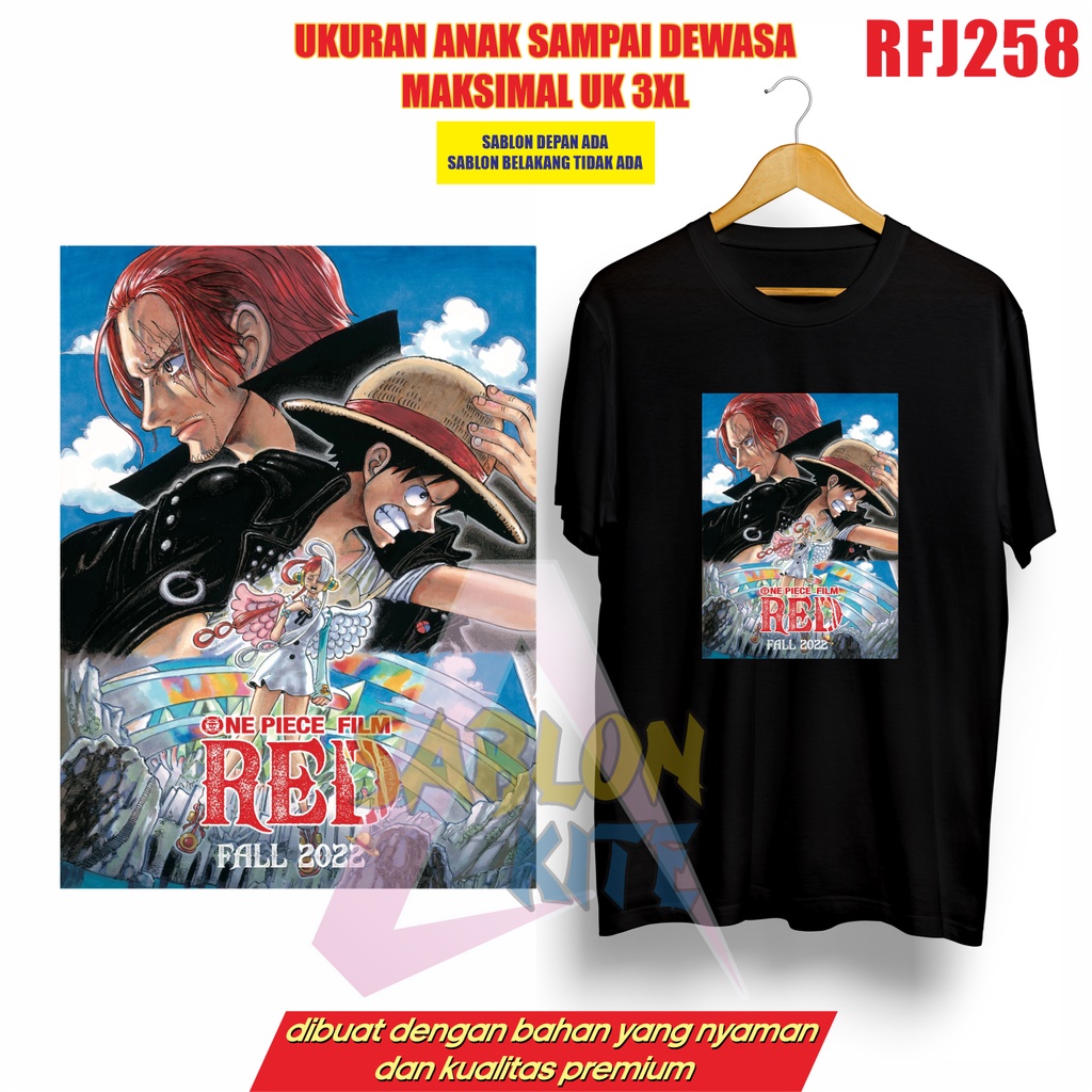 MURAH!!! KAOS KEREN ANIME ONE PIECE RED RFJ258