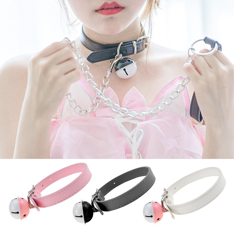 CH-08 kalung choker bell lonceng besar pita tali kulit nekomimi kucing cat chocker jepang rantai