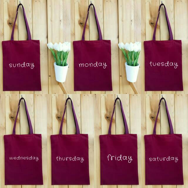 TOTEBAG SUNDAY MONDAY (BISA COD) ADA RESLETING BAHAN HALUS DAN LEMBUT