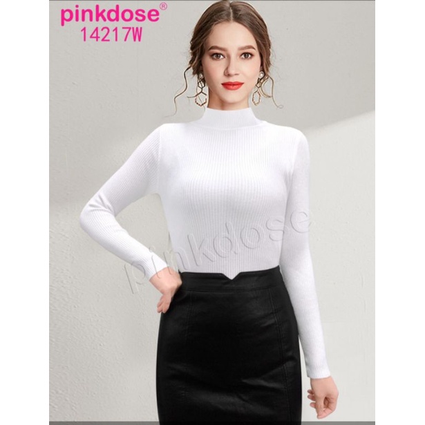 Manset rajut Turtleneck Knit Baju Rajut Lengan panjang pinkdose