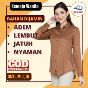 Kameja Wanita Polos Kekinian Oversize Baju Kemeja Hem Cewek Cewe Remaja Wanita Perempuan Lengan Panj