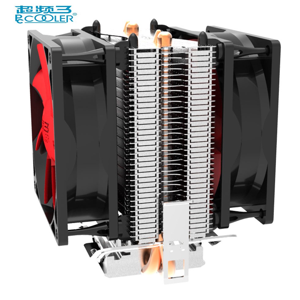 PcCooler Mini CPU Heatsink 2 Heatpipe with 2 Fan 80mm - HS115 - 7JCF01BQ Black/Red