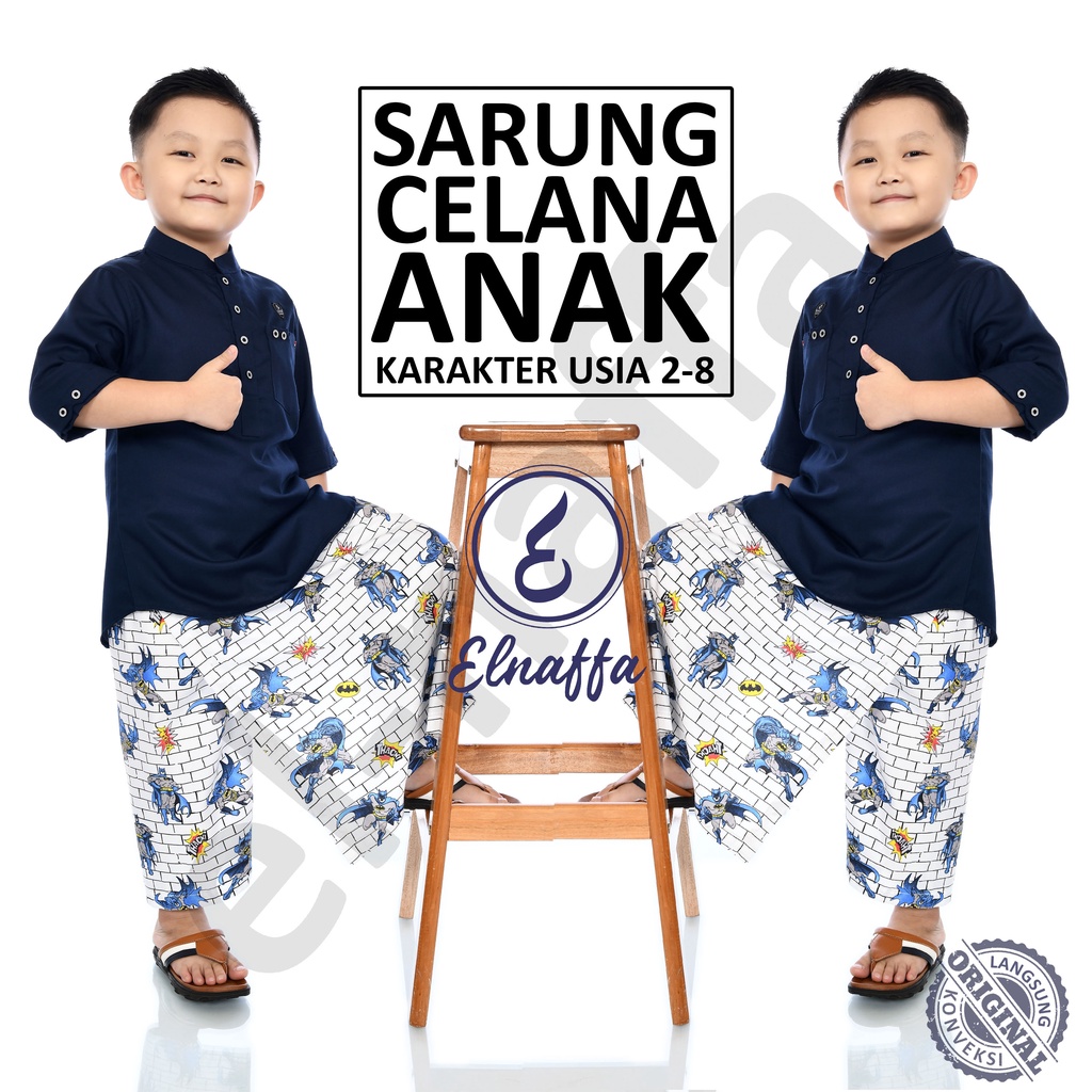 EL-NAFFA Sarung Celana Anak.Sarung Instan Anak.Sarung Anak Laki Laki Usia 2-8 thn karakter Super Hero SCKa