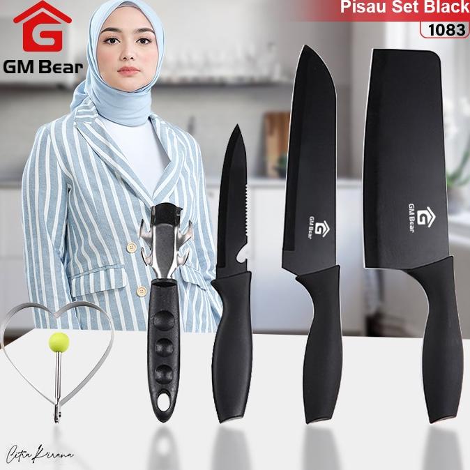 

PROMO GM Bear Set Pisau Dapur isi 5pcs Hitam 1083-Pisau Set 5 Pcs MURAH
