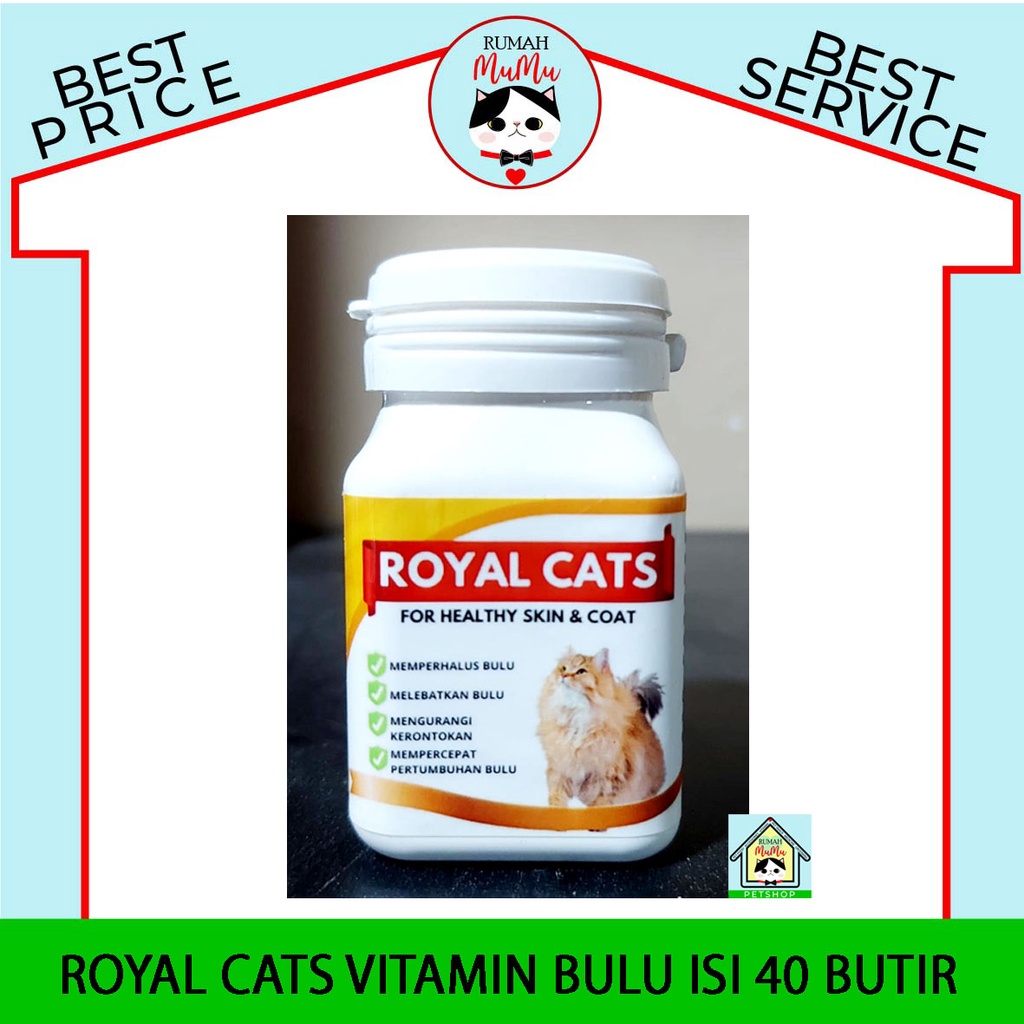 VITAMIN ROYAL CATS UNTUK KULIT &amp; BULU KUCING ATASI RONTOK PER TOPLES ISI 40