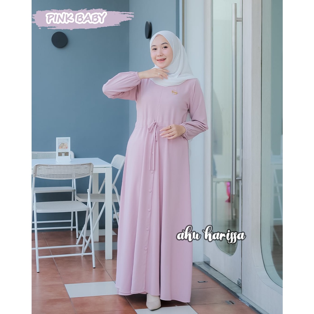 Dress Akifah ori aku karissa tifany twill dan videlya cringkle airflow dress serut bawah kancing busui