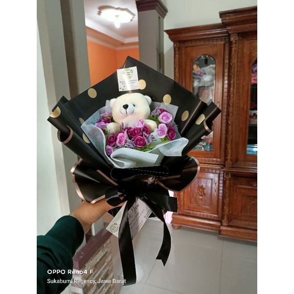 

Buket boneka/Buket tady bear polkadot hitam/ Buqet peremium
