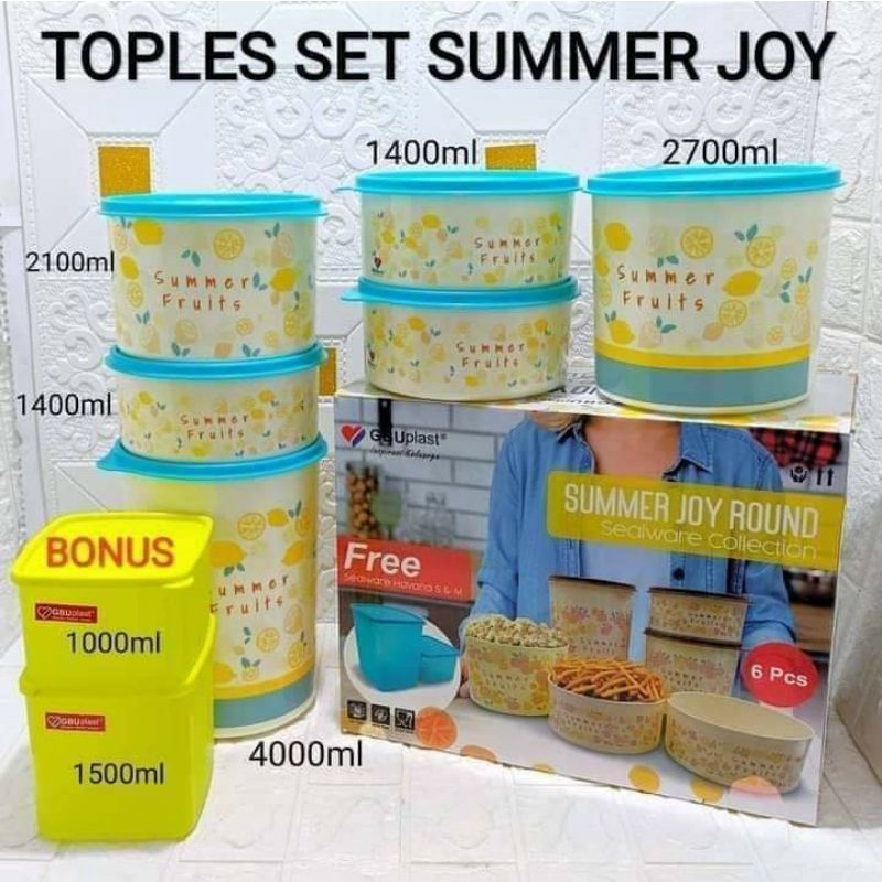 Toples Set 6 Summer Joy Round Sealware GBU Plast