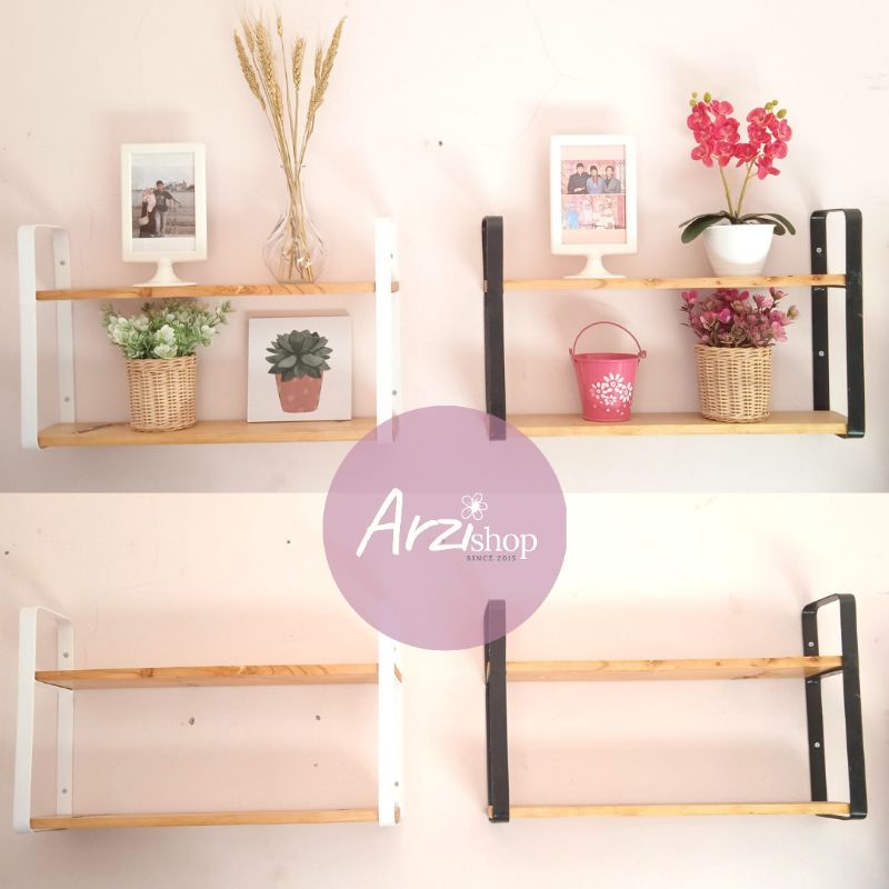 Rak Dinding Susun 2/Rak Ambalan/Ambalan Dinding/Ambalan Besi Kayu/Ambalan susun 2