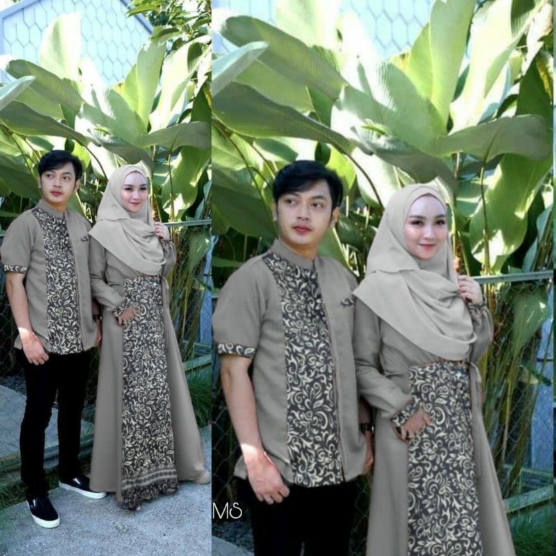 Couple Batik Rafa Rayya (Gamis + Kemeja + Khimar) baca caption