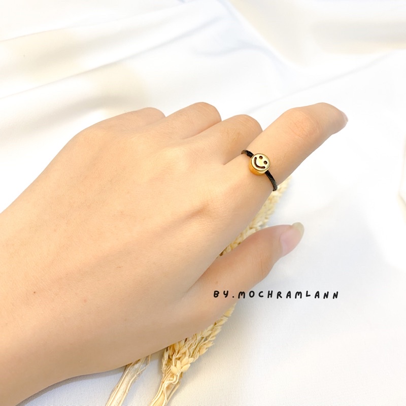 One set gelang cincin manik smile gold / Harga satu set / Gelang cincin set manik senyum gold tali anti air